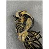 Image 2 : Exotic Bird Brooch with Black Enamel and Rhinestones. 3" W