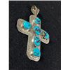 Image 2 : Beautiful Sterling and Turquoise Cross Pendant. Marked Dr China .925