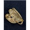 Image 3 : Vintage Gold Tone and Blue Rhinestone Brooch. Signed Continental