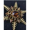 Image 2 : Vintage Snowflake Brooch With Brown Crystals