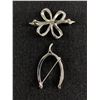 Image 2 : 2 Vintage Silver Tone Rhinestone Brooches 1 Wishbone,
