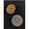 Image 2 : Lovely Vintage Petite Point Silver Tone Brooch and a Vintage Handpainted Floral Brooch