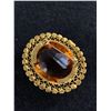 Image 2 : Vintage Oval Open Back Gold Crystal Ornate Pin/Brooch