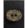 Image 2 : Vintage Gold Tone Brooch with Emerald Green and Light Green Rhnestones