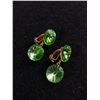 Image 1 : Pair of Vintage Green Rhinestone Earrings Signed Lewis Regal