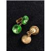 Image 2 : Pair of Vintage Green Rhinestone Earrings Signed Lewis Regal