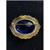 Image 2 : Vintage Oval Open Back Ornate Blue Stone Brooch.