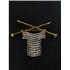 Image 2 : Knitter's Brooch! Rhinestone Shirt on Knitting Needles Pin/Brooch