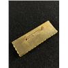 Image 2 : Interesting Mid Century Modern Rectangular Brooch/ Pin with Red Rhinestone Stones Outline