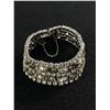 Image 2 : Rare Vintage Sherman Bracelet. Signed 5 Rows of Clear & Smoky Stones. With Safety Chain.