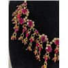 Image 2 : Gold Plated wotj White & Ruby Red Rhinestones Necklace