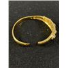 Image 2 : Gorgeous Gold Filled With Clear Crystal Rhinestones Hinged Bangle Bracelet Marked Yuding Co.