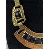 Image 2 : Vintage Bronze Plated with Black Glass Stones Necklace