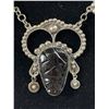 Image 2 : Outstanding Vintage Sterling Silver with Carved Black Onyx Stones Necklace Marked Plateria JGE Mexic