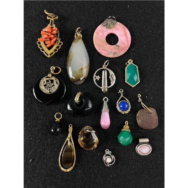 Collection of Miscellaneous  Vintage Semi Precious Stone Pendants