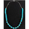 Image 1 : Lovely Sterling Silver and Blue ( Turquoise>) Bead Vintage Necklace. Clasp is Marked 925
