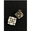 Image 2 : Vintage White Jewelry Lot. 2 Bracelets and a Pair of Earrings