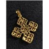 Image 2 : Vintage Gold Tone Cross Pendant with Blue Stones. Marked Xpress On Back
