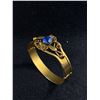Image 2 : Beauriful Gold Tone Hinged Bracelet with Blue Center Stone