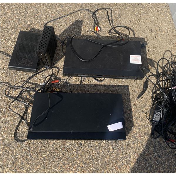 1 Sony Blue Ray Disc Player, 1 Sony  DVD Player, 2 Motorola Routers/ Modem & Asst Cables