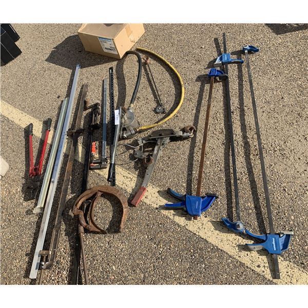 Asst Lg Wood Clamps, 1 Oil Pump, Bolt Cutter