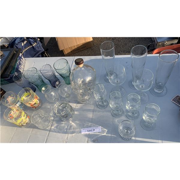 Assorted Glassware (Shrek, Coca-Cola Glasses, Wine Glasses)