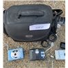 Image 2 : 3 Digital Cameras, 1 Trail Cam, Metal Briefcase, and Assorted Camera Gear