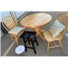 Image 1 : Solid Wood Picture Table With Two Chairs, One Tall Stool, One Short Stool, 2 Decorative Pillows