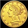 Image 1 : 1884 $5 Gold Half Eagle CLOSELY UNCIRCULATED