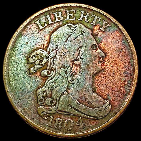 1804 Spiked Chin Draped Bust Half Cent NICELY CIRCULATED