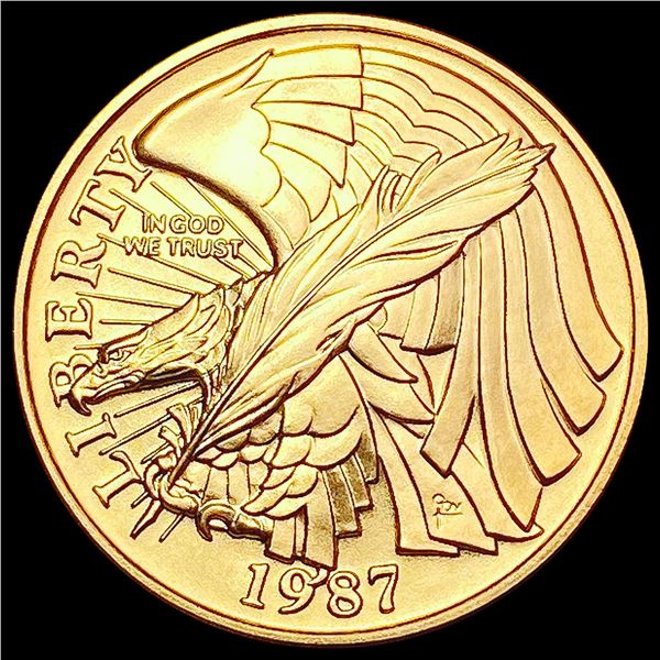1987 W  1/4oz Gold $5 Constitution SUPERB GEM BU