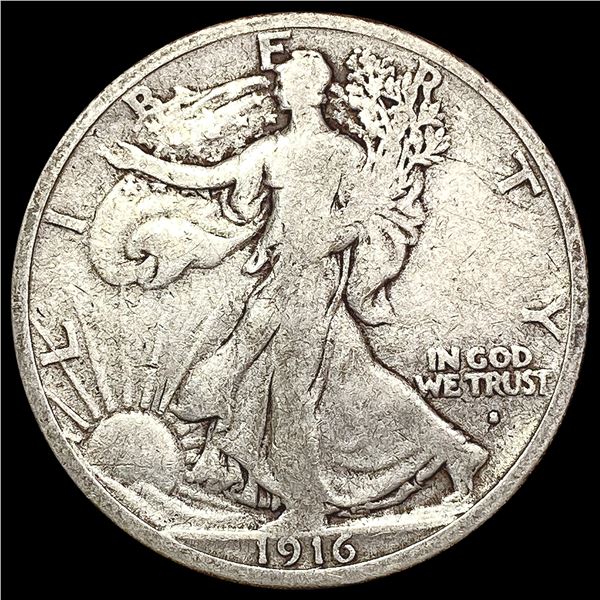 1916 S Obv Walking Liberty Half Dollar NICELY CIRCULATED