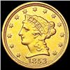 Image 1 : 1853 $2.50 Gold Quarter Eagle CLOSELY UNCIRCULATED