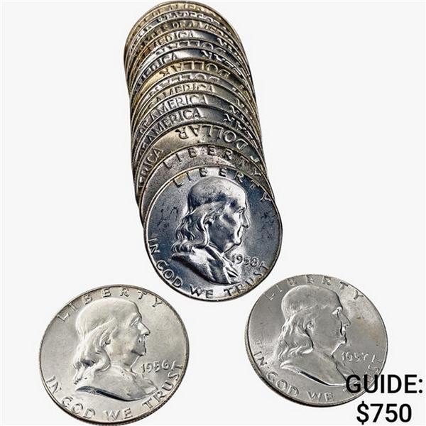 1955-1963 BU Roll of Franklin Half Dollars [16 Coins]