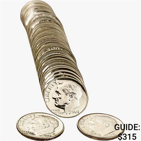 1957-1962 Proof Roll of Roosevelt Dimes [40 Coins]