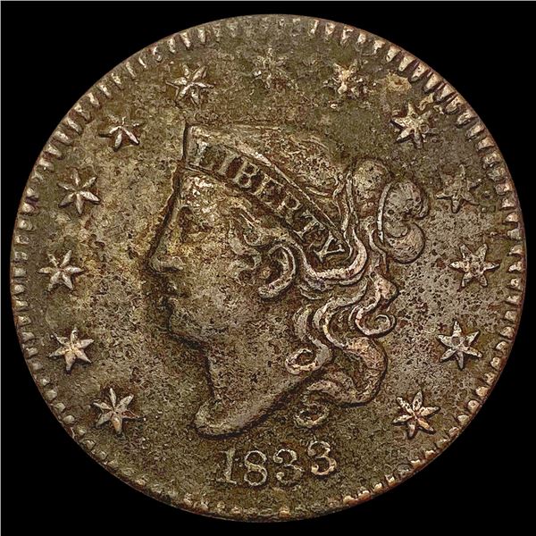 1833 Coronet Head Large Cent LIGHTLY CIRCULATED
