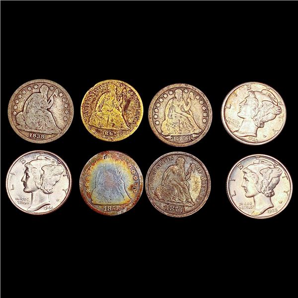 [8] 1838-1944-S Varied Silver Dimes HIGH GRADE