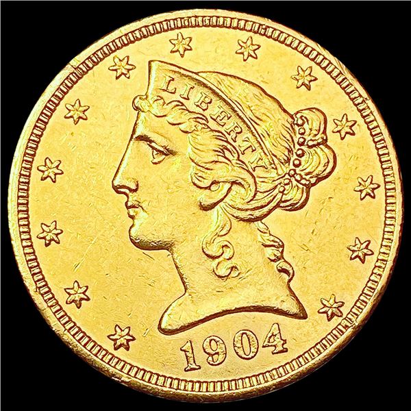 1904 $5 Gold Half Eagle CLOSELY UNCIRCULATED