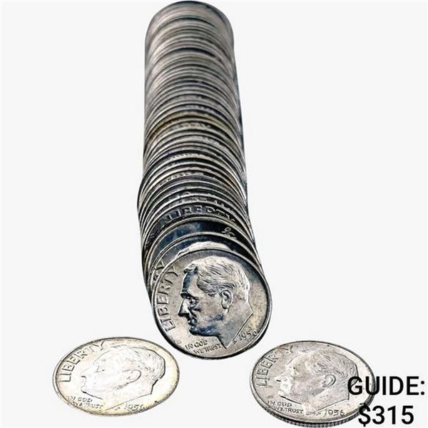 1956 BU Roll of Roosevelt Dimes [40 Coins]