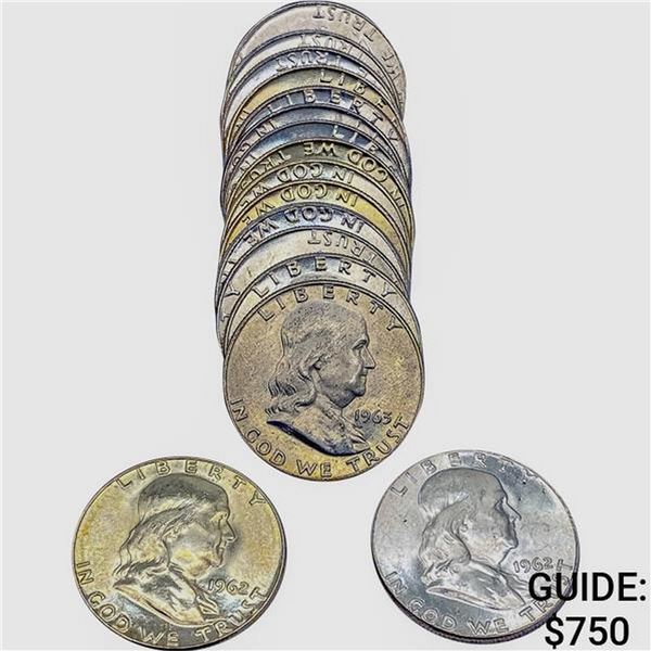 1955-1963 BU Roll of Franklin Half Dollars [16 Coins]