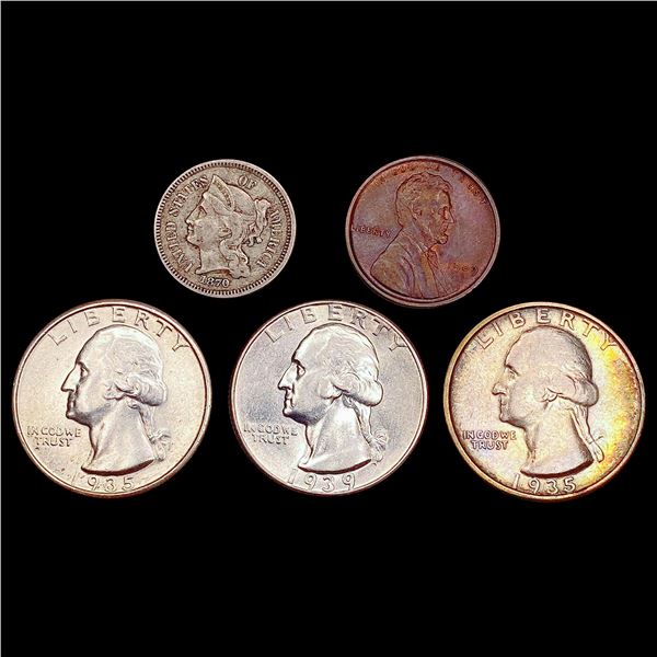 [5]1870-1939 Varied U.S. Coins [1C-25C] HIGH GRADE