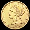 Image 1 : 1900 $5 Gold Half Eagle CLOSELY UNCIRCULATED