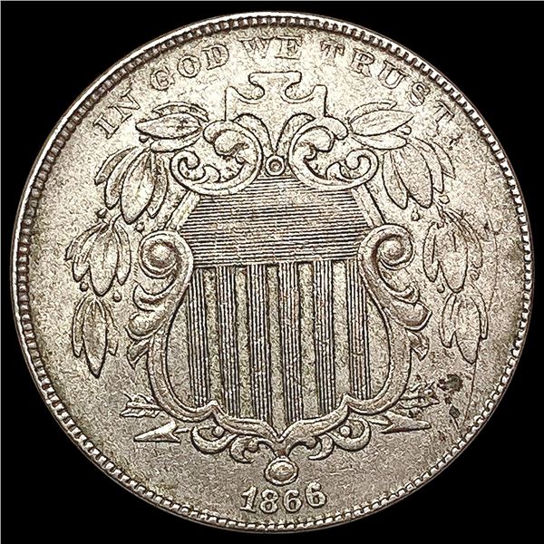 1866 Shield Nickel NEARLY UNCIRCULATED