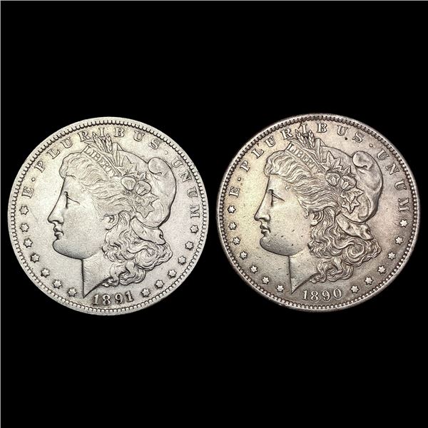 [2]1890-S/ 1891-O Morgan Silver Dollar CLOSELY UNCIRCULATED