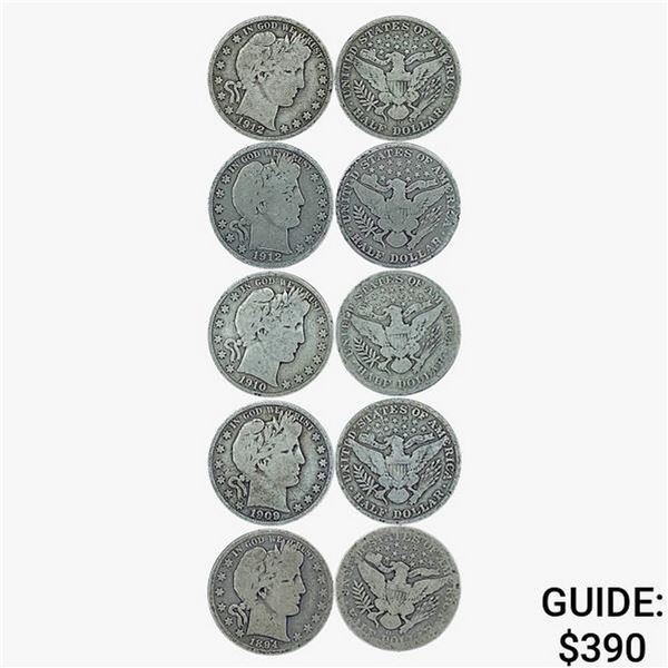 1894-1915 Barber Half Dollars [10 Coins]