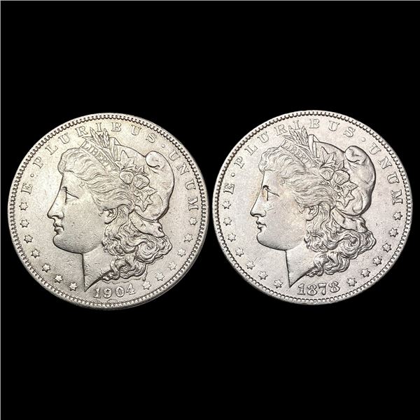 [2] 1878&1904 Morgan Silver Dollar CLOSELY UNCIRCULATED
