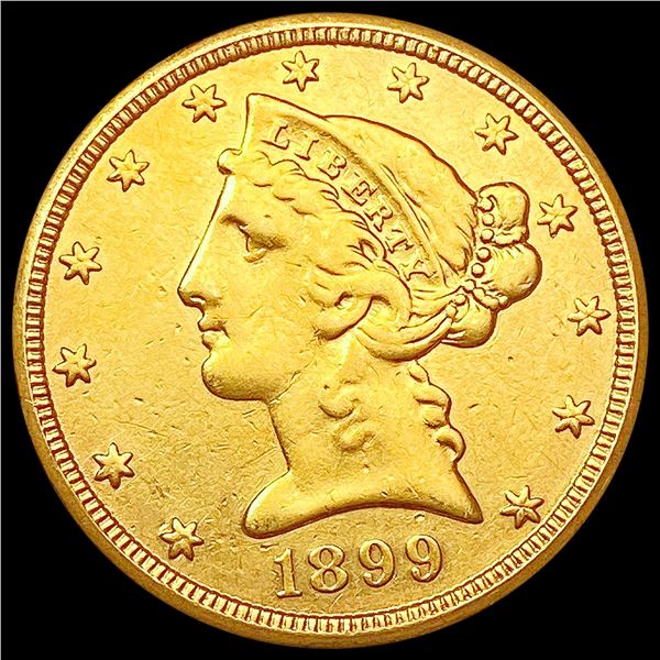 1899-S $5 Gold Half Eagle CLOSELY UNCIRCULATED