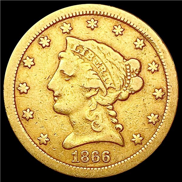 1866-S $2.50 Gold Quarter Eagle NICELY CIRCULATED