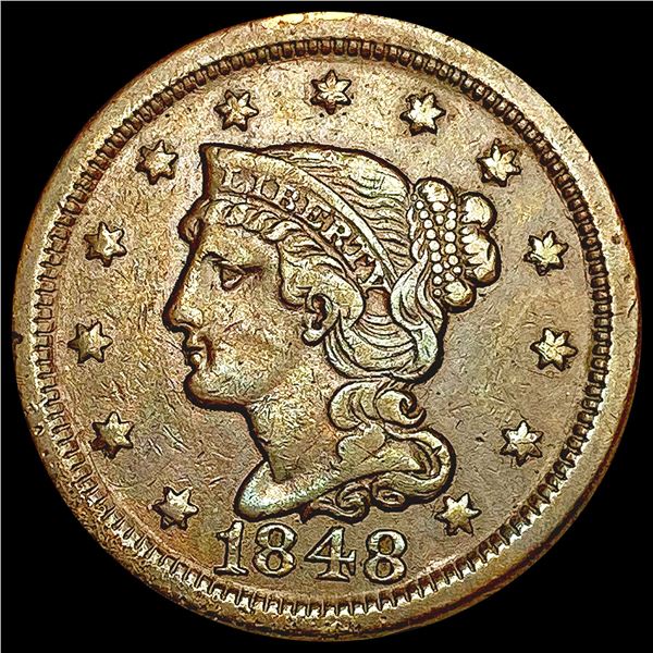 1848 Braided Hair Large Cent LIGHTLY CIRCULATED