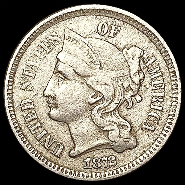 1872 Nickel Three Cent CLOSELY UNCIRCULATED